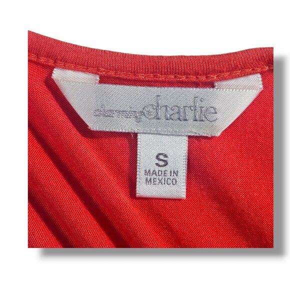 Charming Charlie Dress Small Red Chevron Bow Racerback High Low Midi Tank Top - Picture 12 of 14